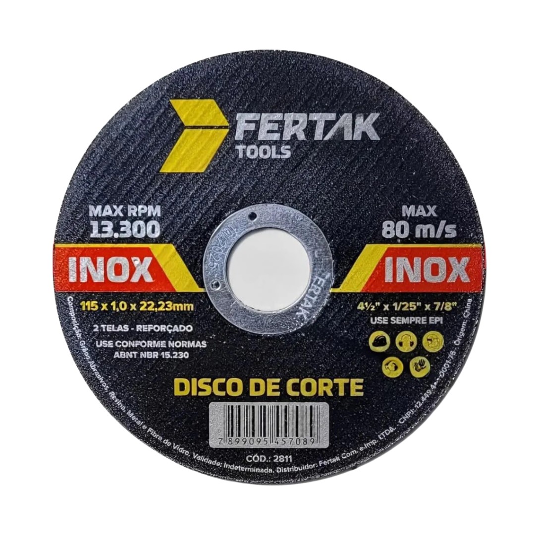 DISCO CORTE INOX 115X1.0MM FERTAK