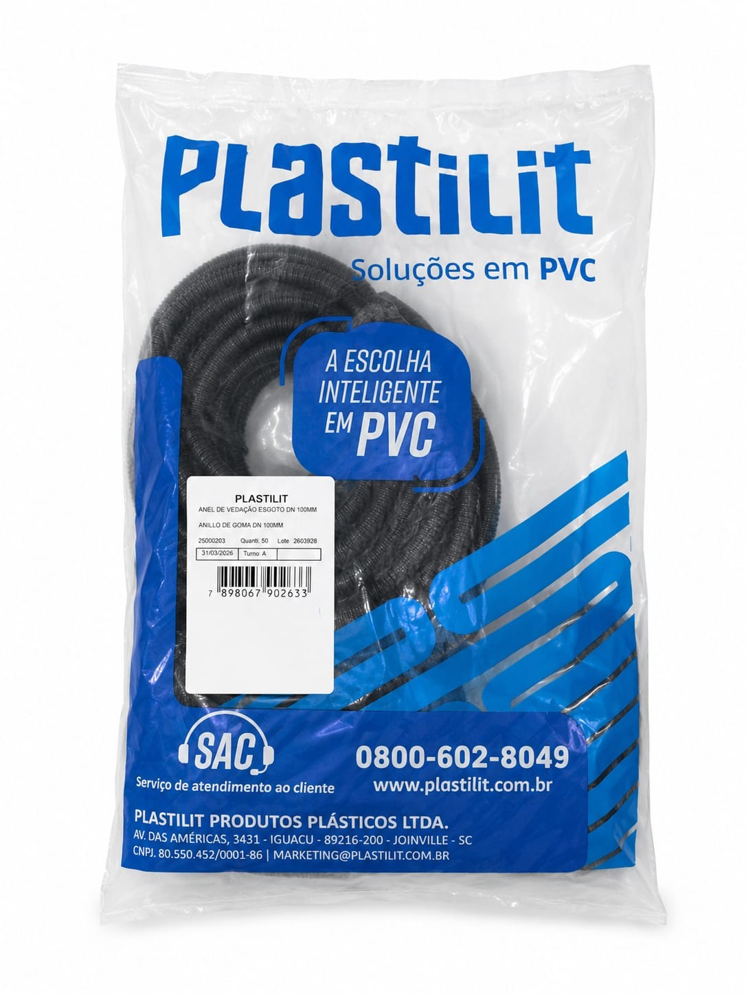 ANEL DE BORRACHA ESG 100MM PLASTILIT