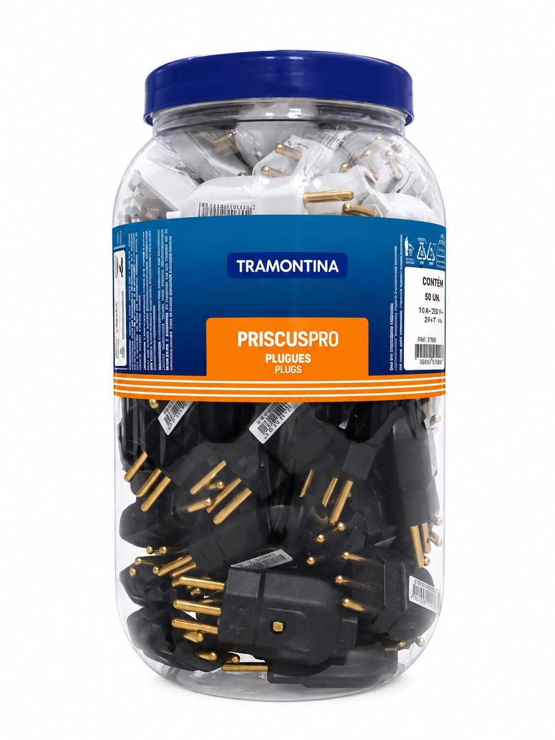 PLUG MACHO C68 2P+T 10A PT/BR TRAMONTINA